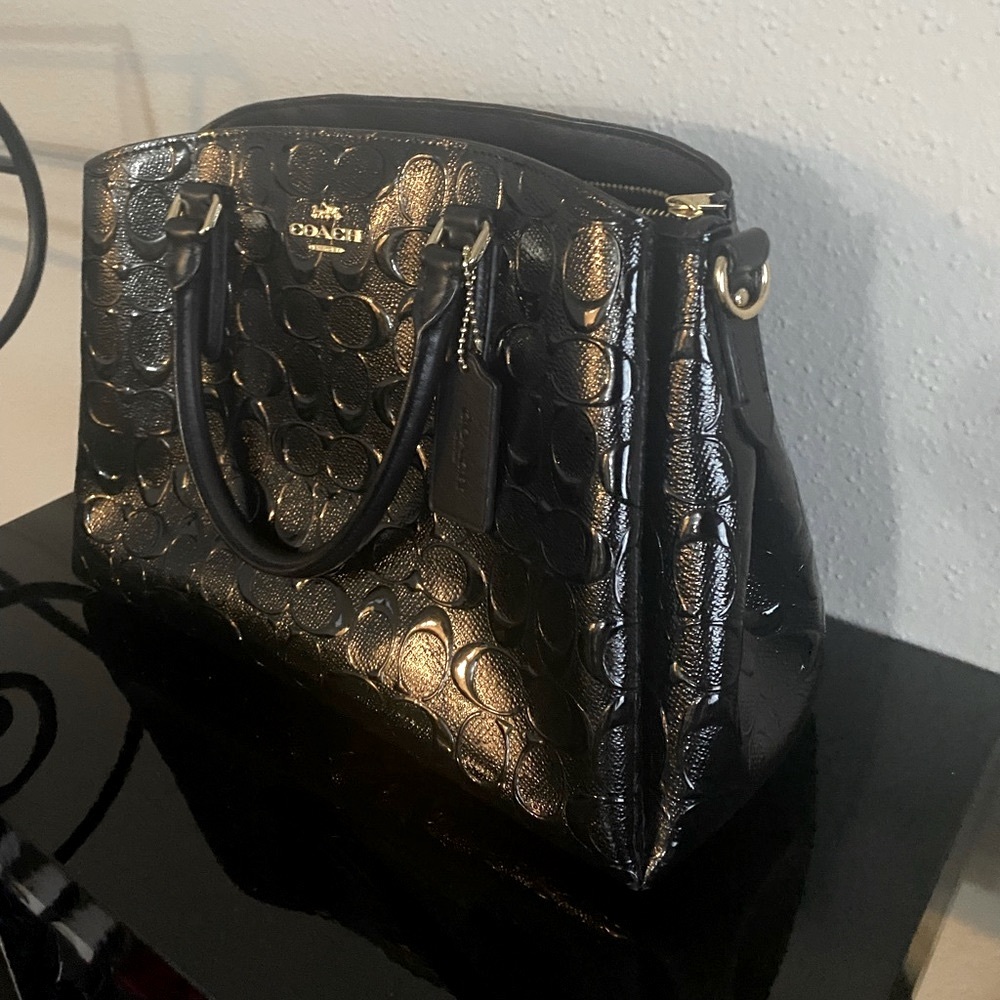 Beautiful black patent leather Coach bag